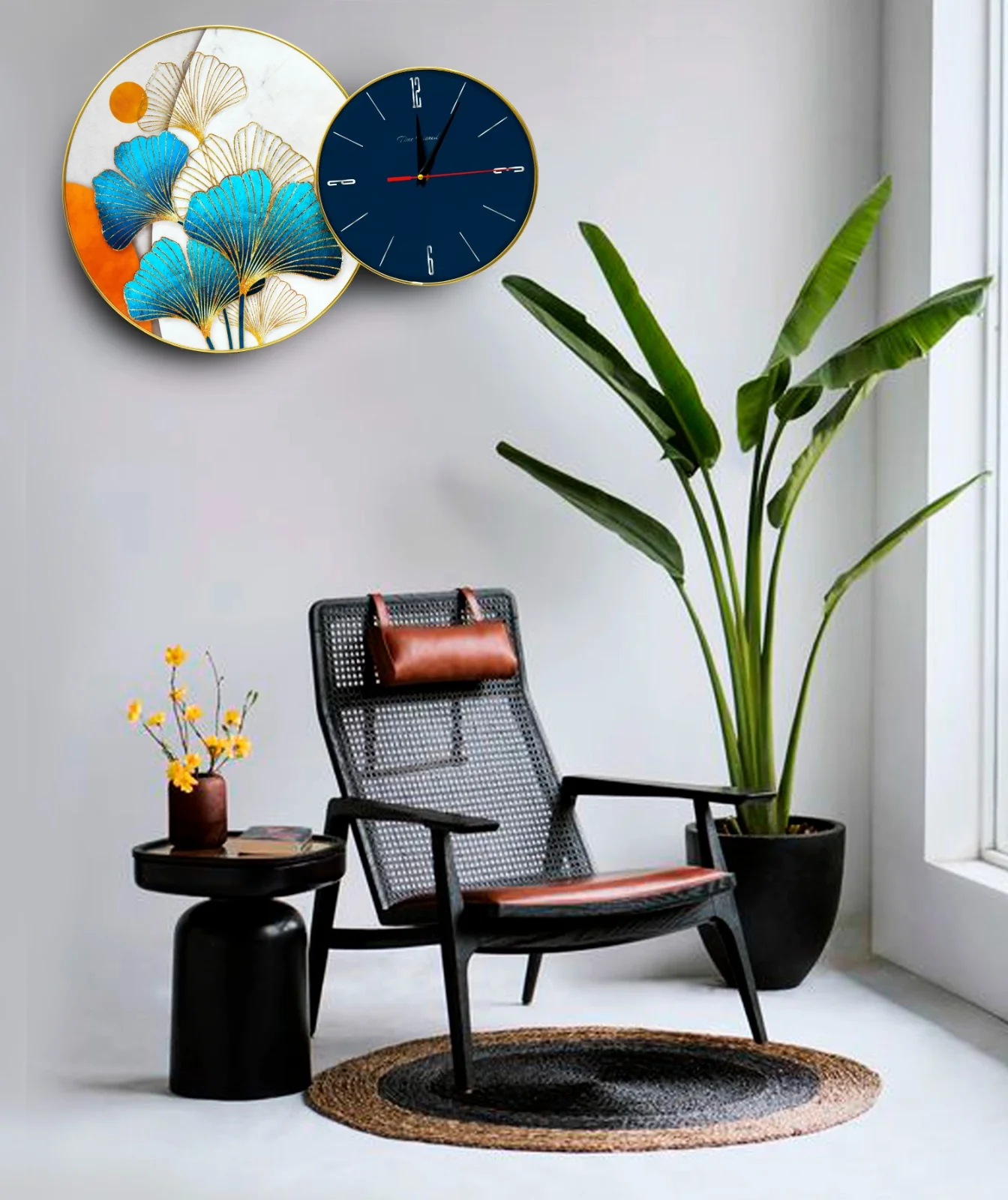 White Ginkgo Frame5357 with Clock - Image 2