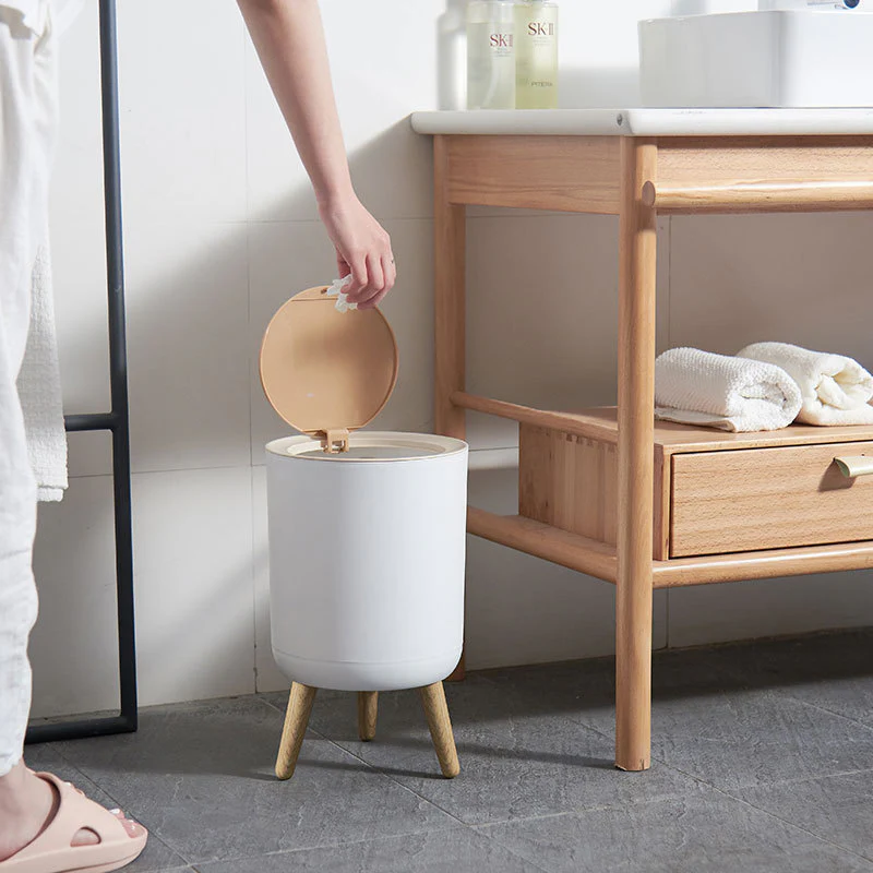 Indoor trash Bin With Wooden Feets-SA2408-108 - Image 2