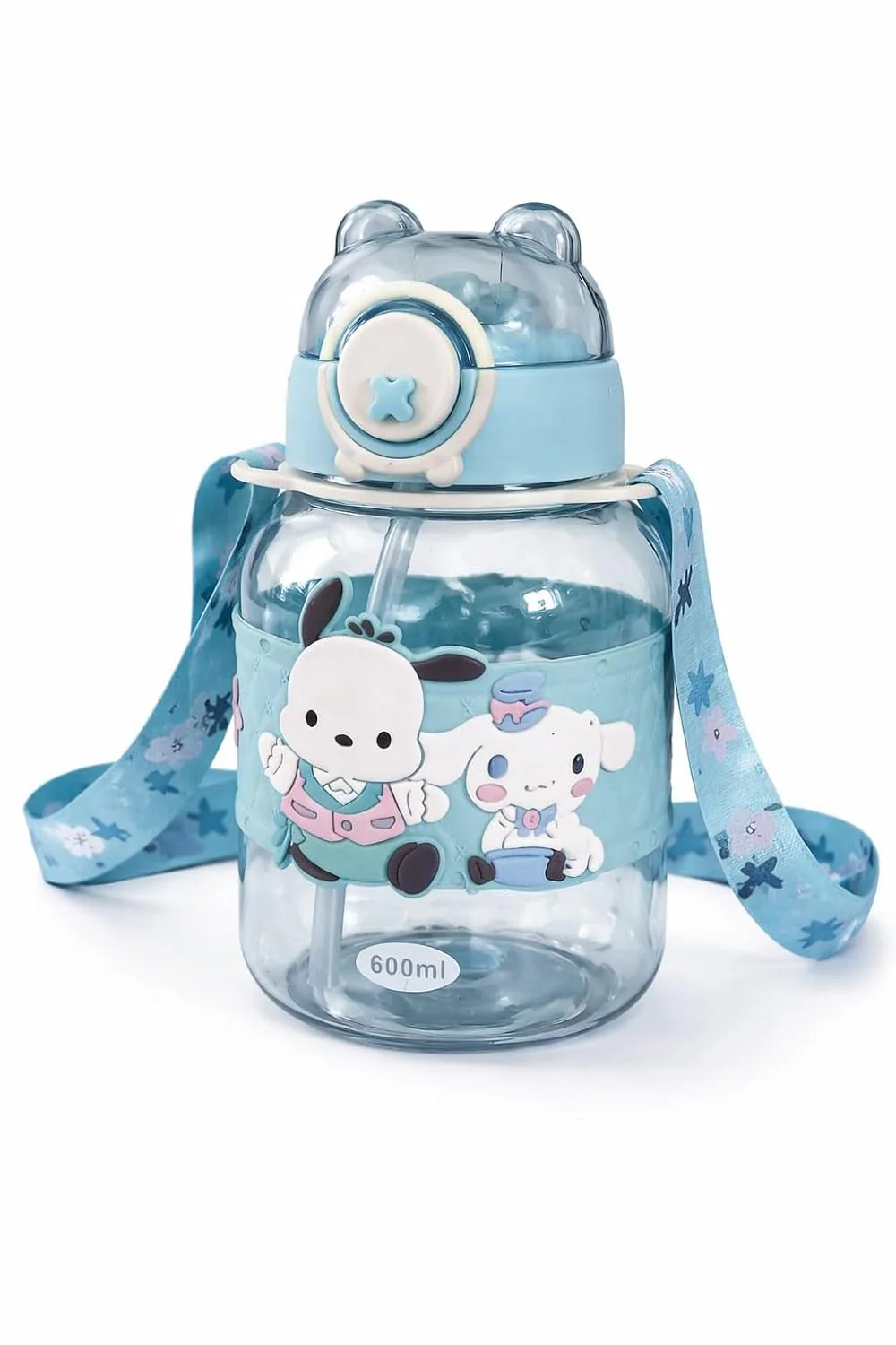 Kids Cartoon Sipper Water Bottle 600ml with Adjustable Strap (SA2510-146)Blue - Image 2