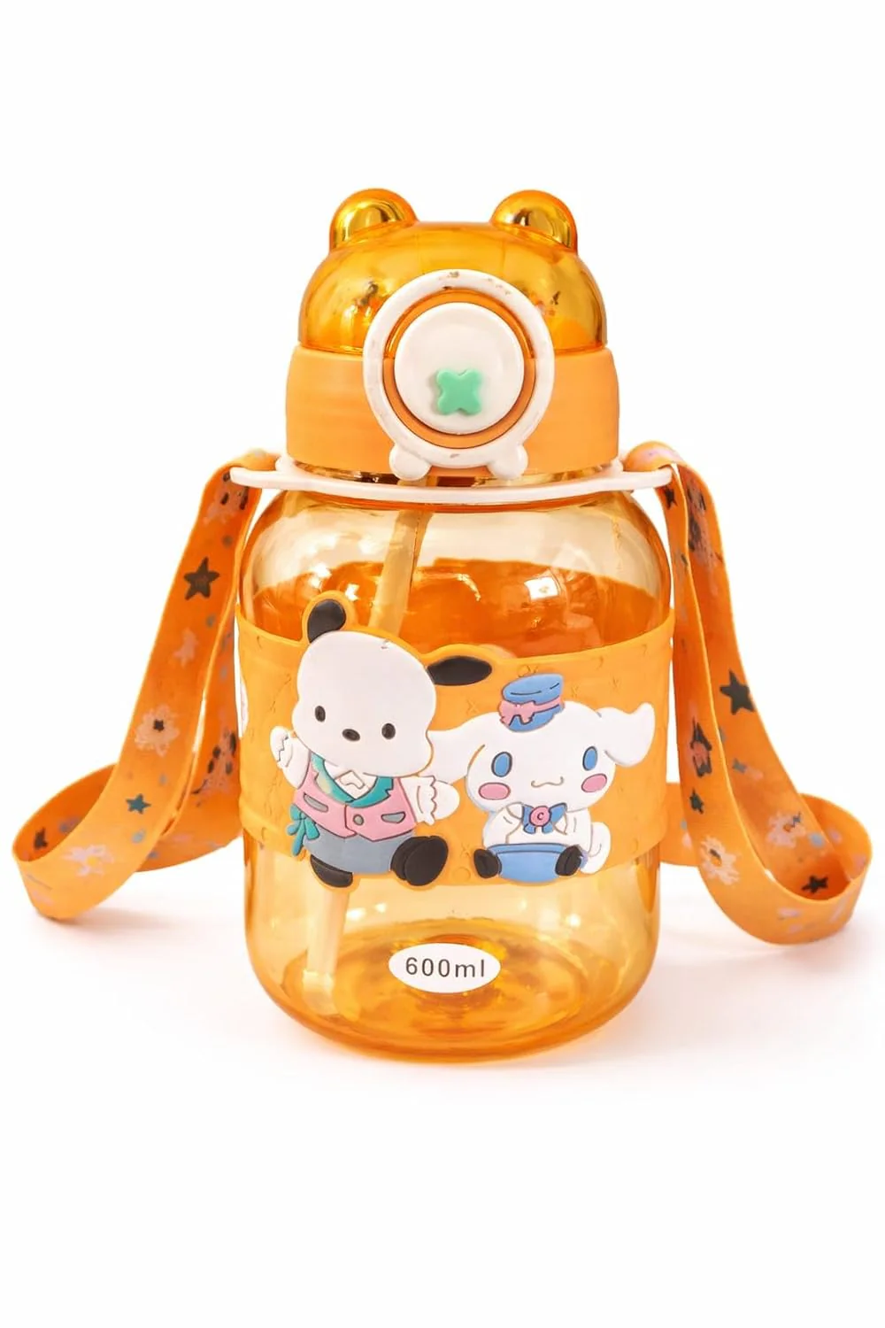 Kids Cartoon Sipper Water Bottle 600ml with Adjustable Strap (SA2510-146)Orange - Image 2