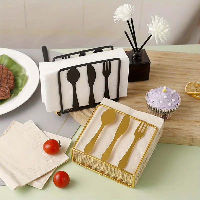 Metallic Napkins & Tissue Holder-Fork & Knife (SA2408-136) - Image 2
