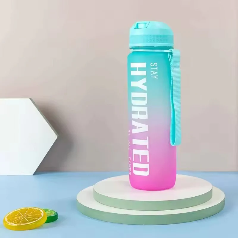 Motivational Water Bottle with Time Marker BPA 5604 Free-Aqua
