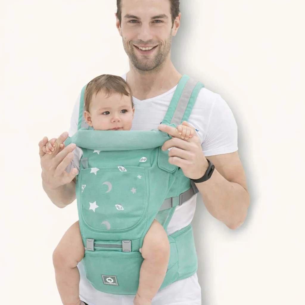 Multifunctional Baby Carrier for Newborn to Toddlers-SA2408-181(SEA GREEN) - Image 2