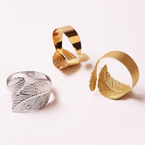 Napkin Holder Rings-Feather(Sliver) - Image 2