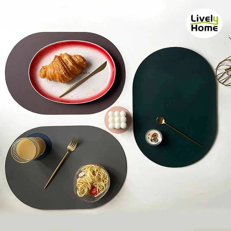 2PCs Oval Shape Leather Placemat - Image 3