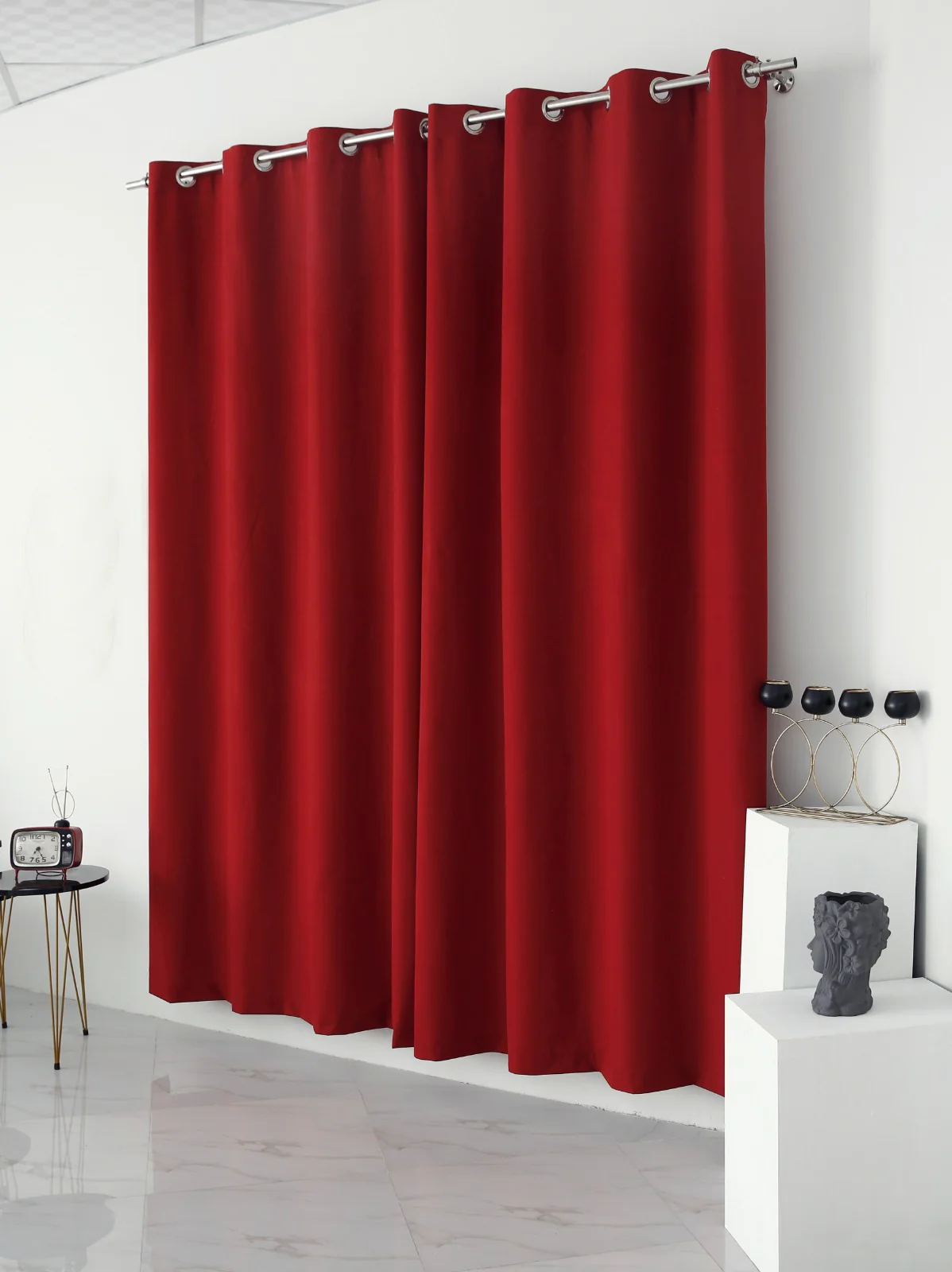 Plain Dyed Laminated Curtain-Maroon - Image 7
