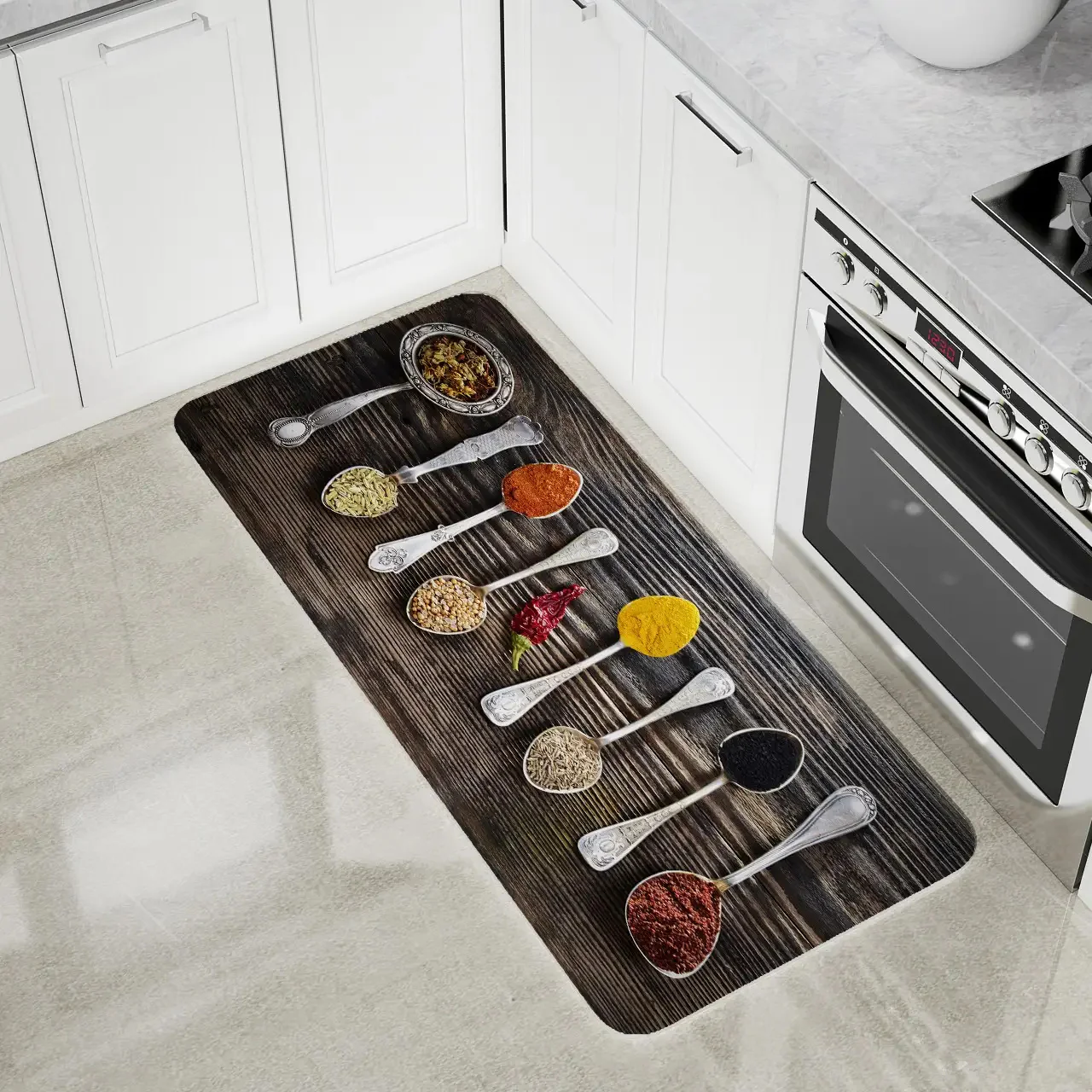 Premium Padded Anti slip Kitchen Mat Set-Fenugreek - Image 2