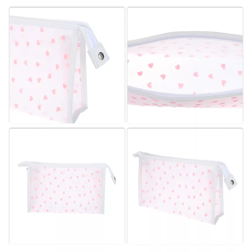 PU Waterproof Travel Cosmetic Bag Heart-SA2408-280(Pink) - Image 3
