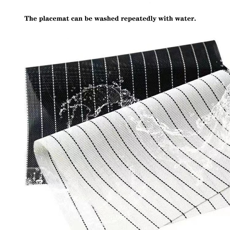 PVC Table Place Mats-White Stripes - Image 6