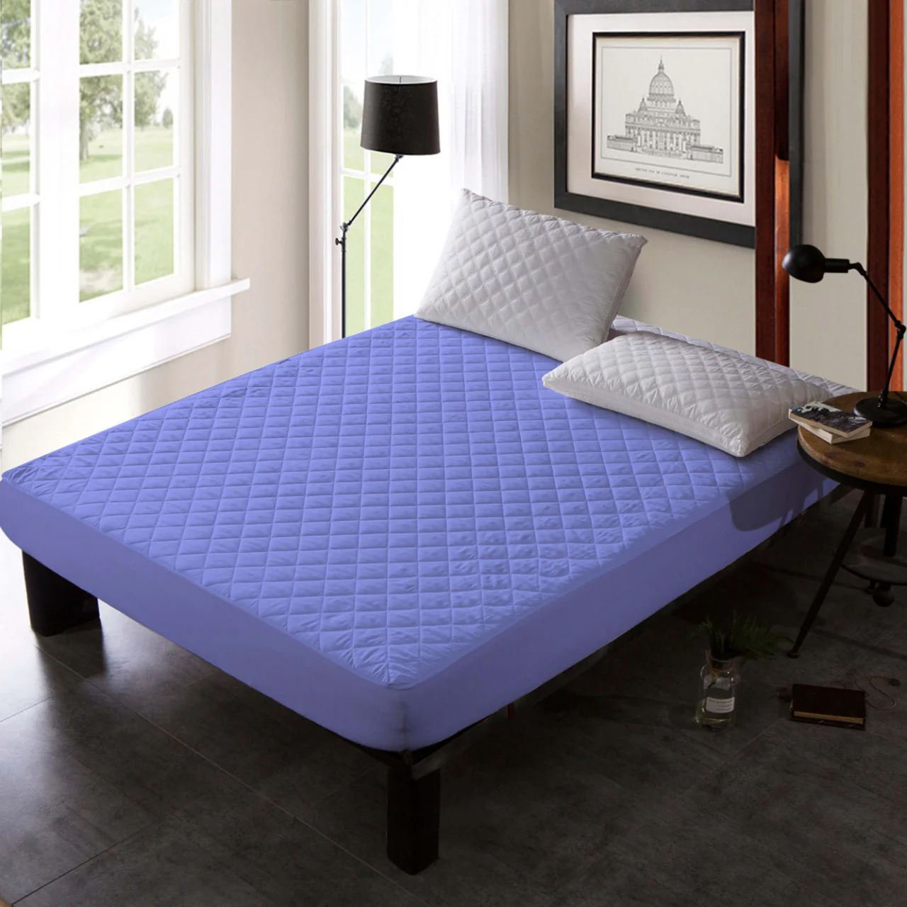 Quilted Waterproof Mattress Protector-Aqua Blue