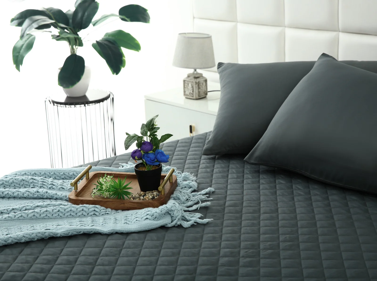 Quilted Waterproof Mattress Protector-GERY - Image 15