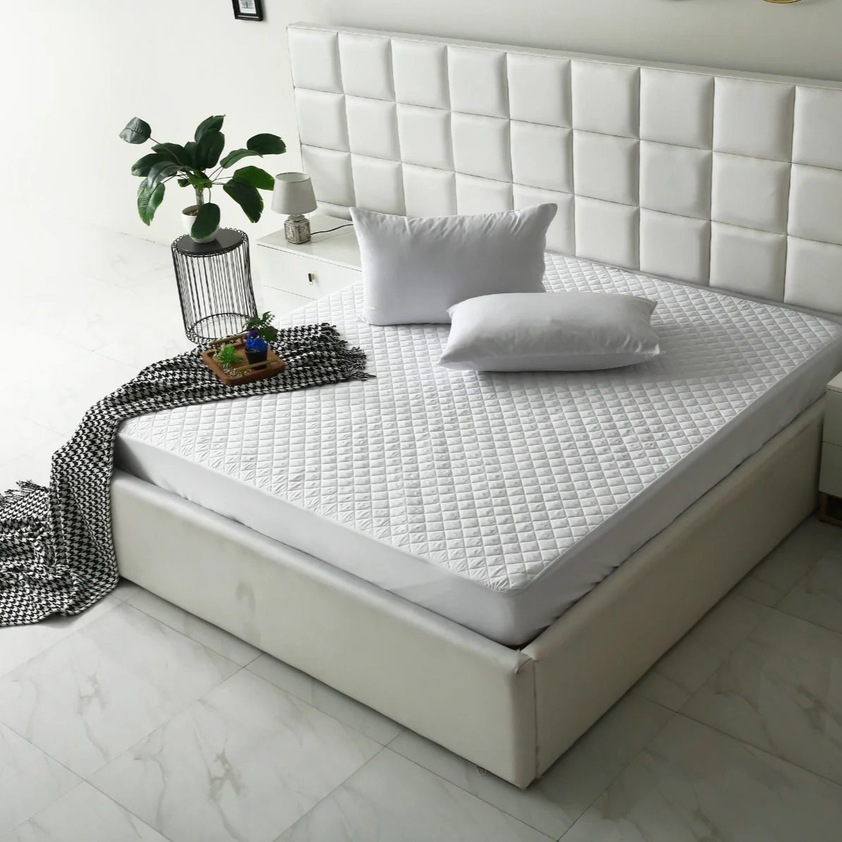 Quilted Waterproof Mattress Protector-White