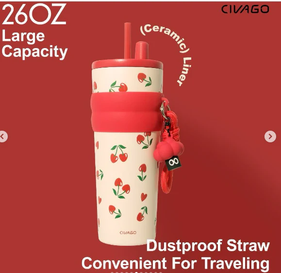 Stainless Steel Insulation Cup (SA2510-153)Cherries - Image 3