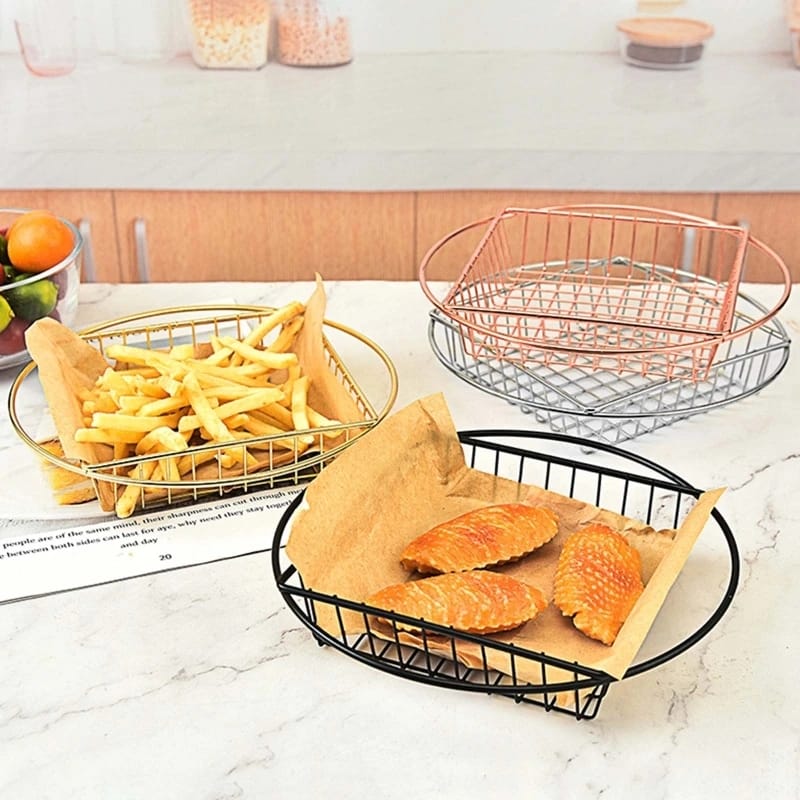 Stainless Steel Top Square Top Round Snack 5650Basket-Black