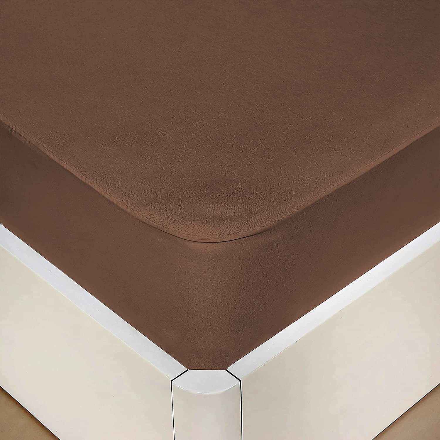 Terry Waterproof Mattress Protector-Brown - Image 2