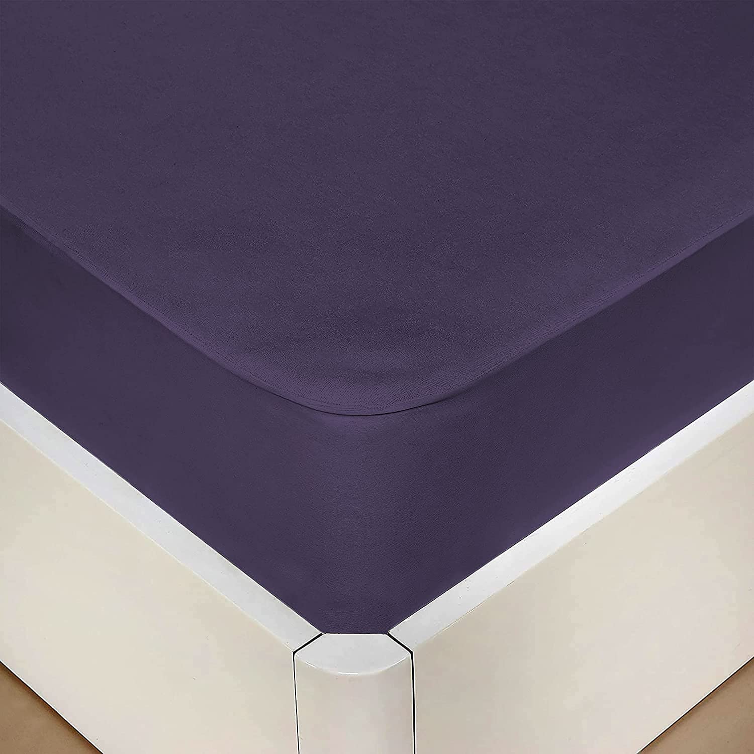 Terry Waterproof Mattress Protector- Navy Blue - Image 2