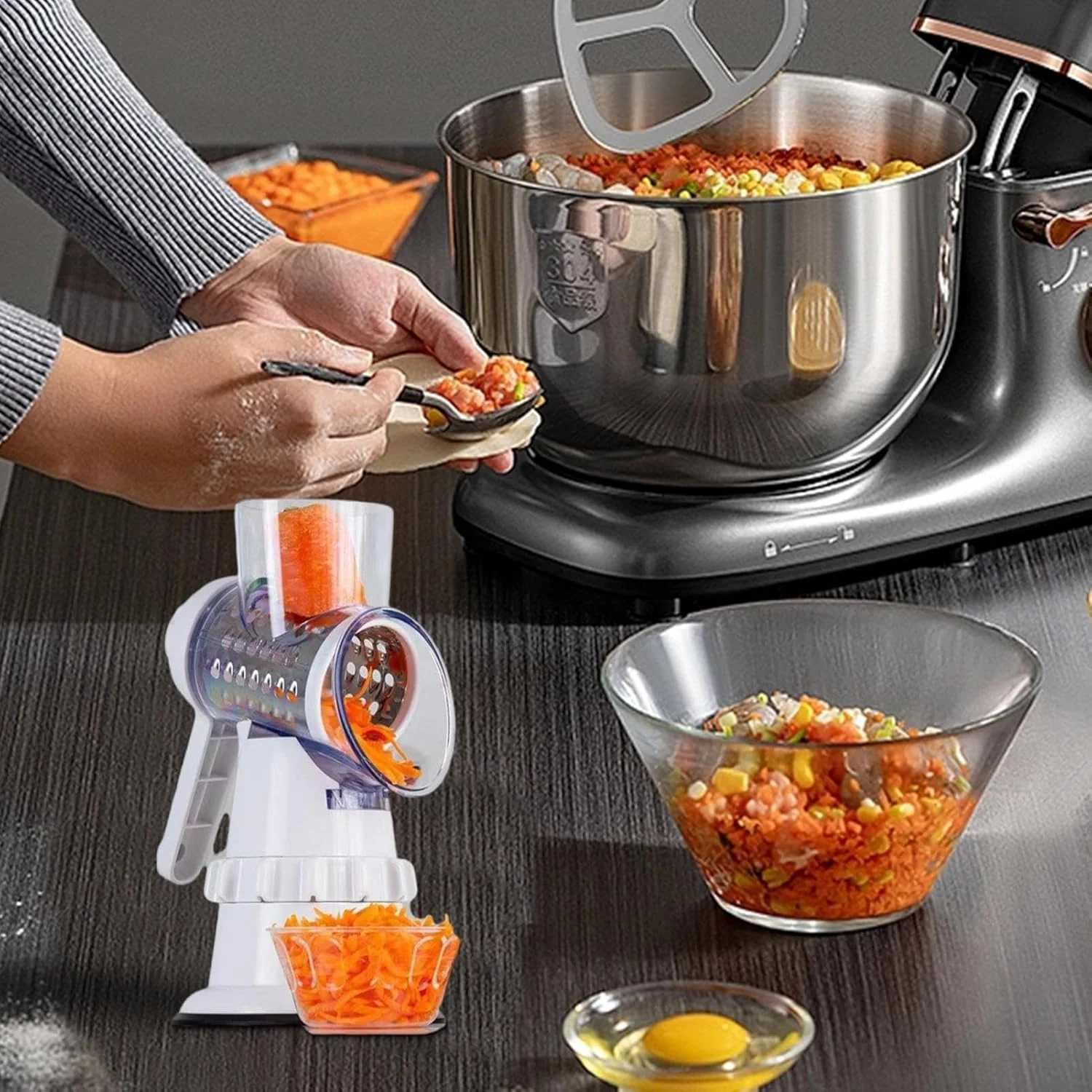 Vegetable Slicer with 3 Interchangeable Blades (SA2510-020)White - Image 2