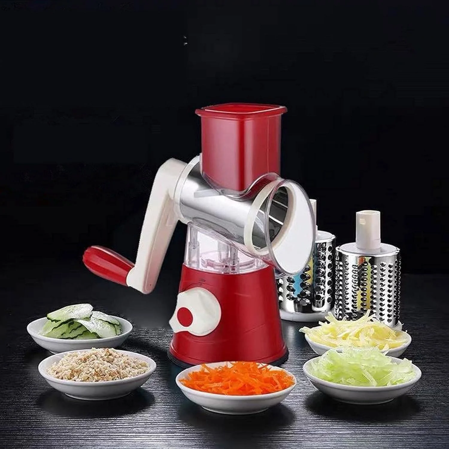 Vegetable Slicer with 3 Interchangeable Blades (SA2510-021)RED