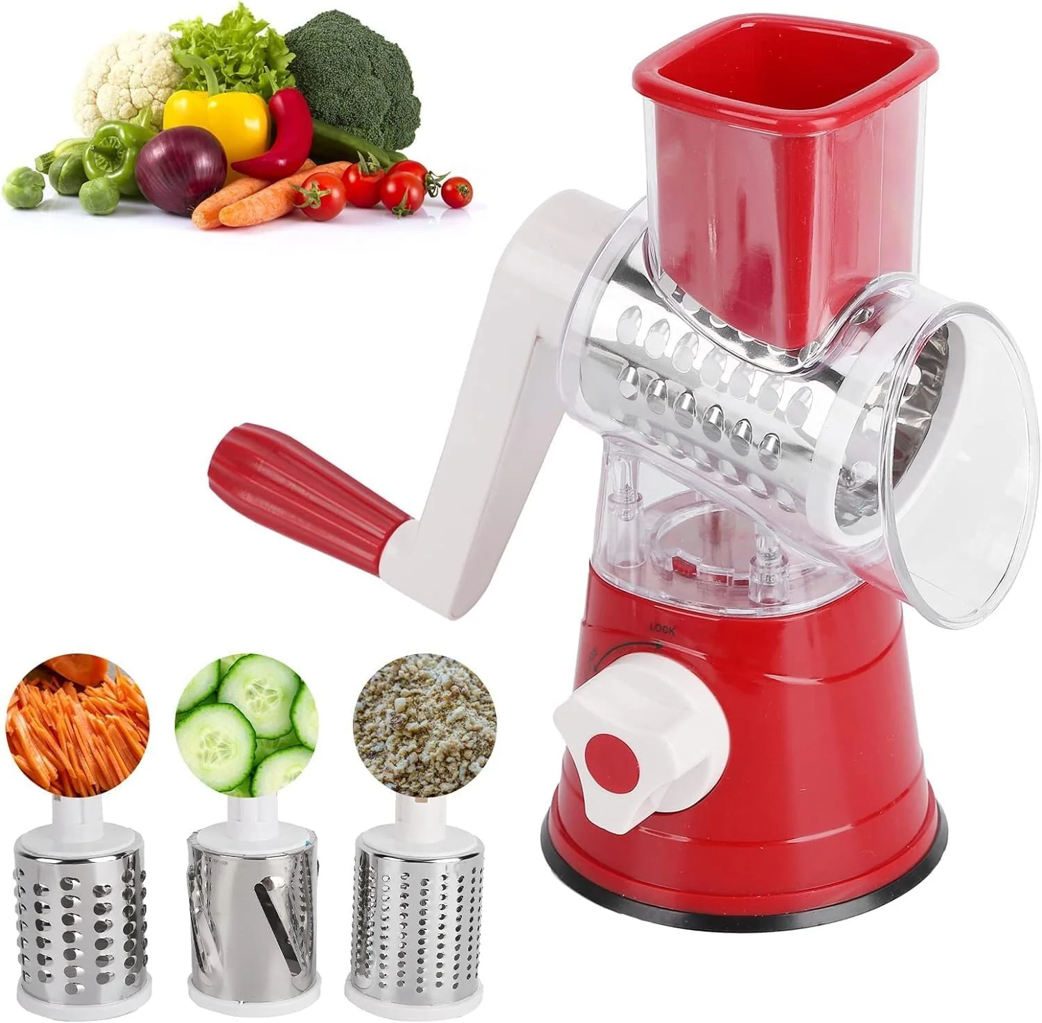 Vegetable Slicer with 3 Interchangeable Blades (SA2510-021)RED - Image 13