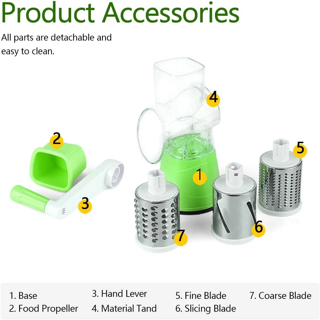 Vegetable Slicer with 3 Interchangeable Blades (SA2510-021)GREEN - Image 2