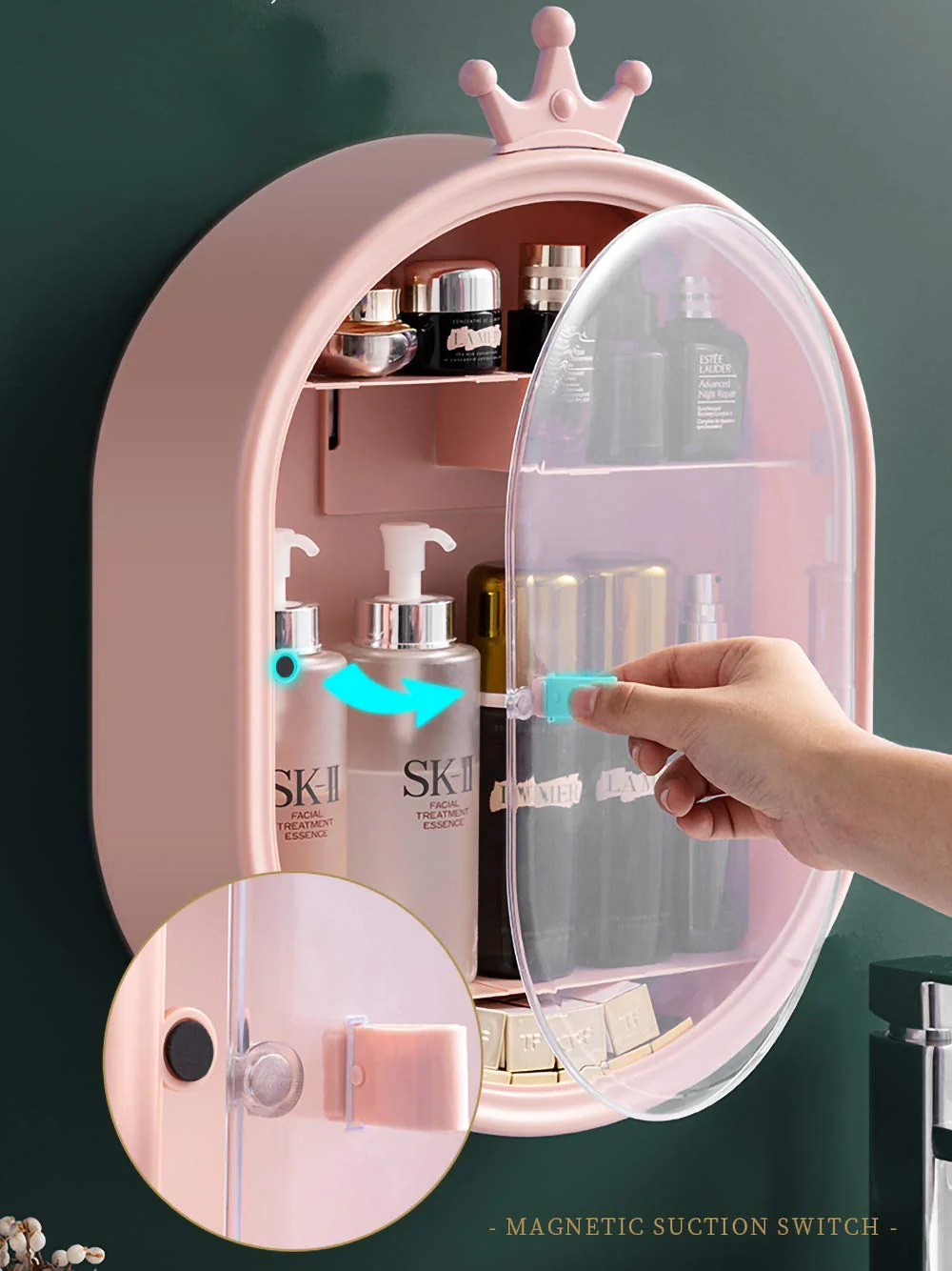 Wall Mounted Makeup Organizer-Pink - Image 5
