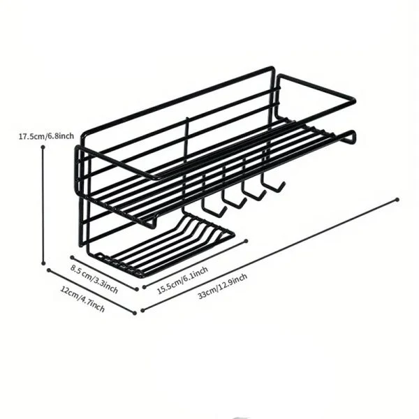 Wall Mounted Shelf With Hooks And Soap(5442) Holder - Image 4