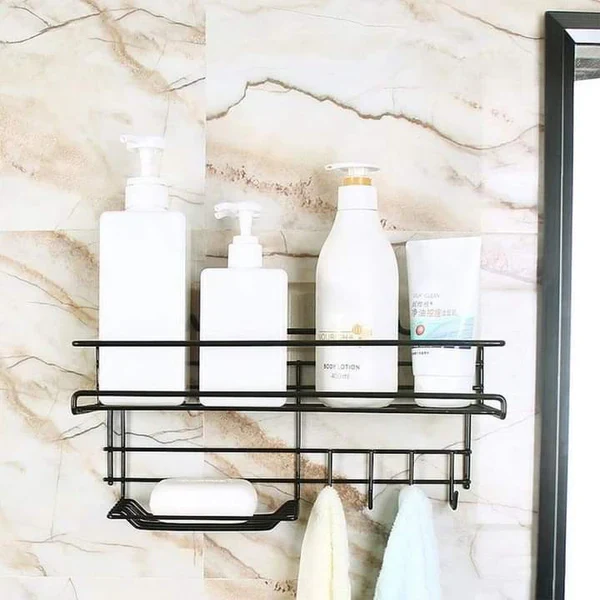 Wall Mounted Shelf With Hooks And Soap(5442) Holder - Image 5