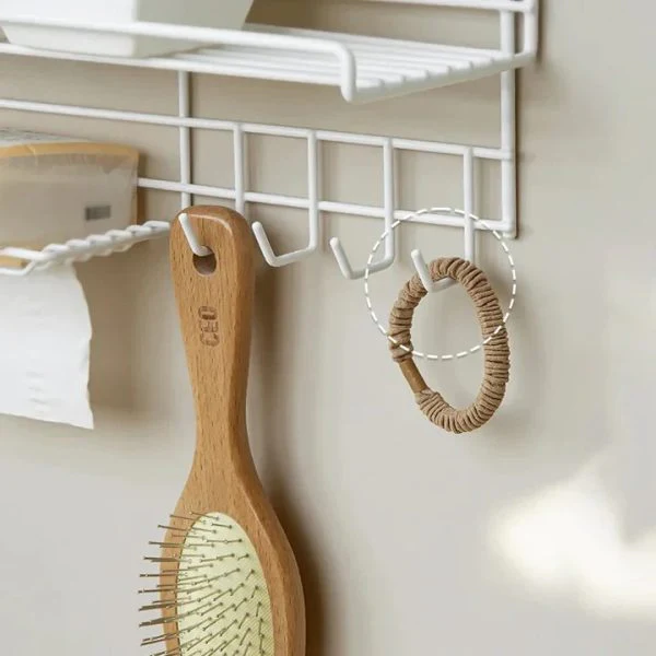 Wall Mounted Shelf With Hooks And Soap(5442) Holder - Image 7