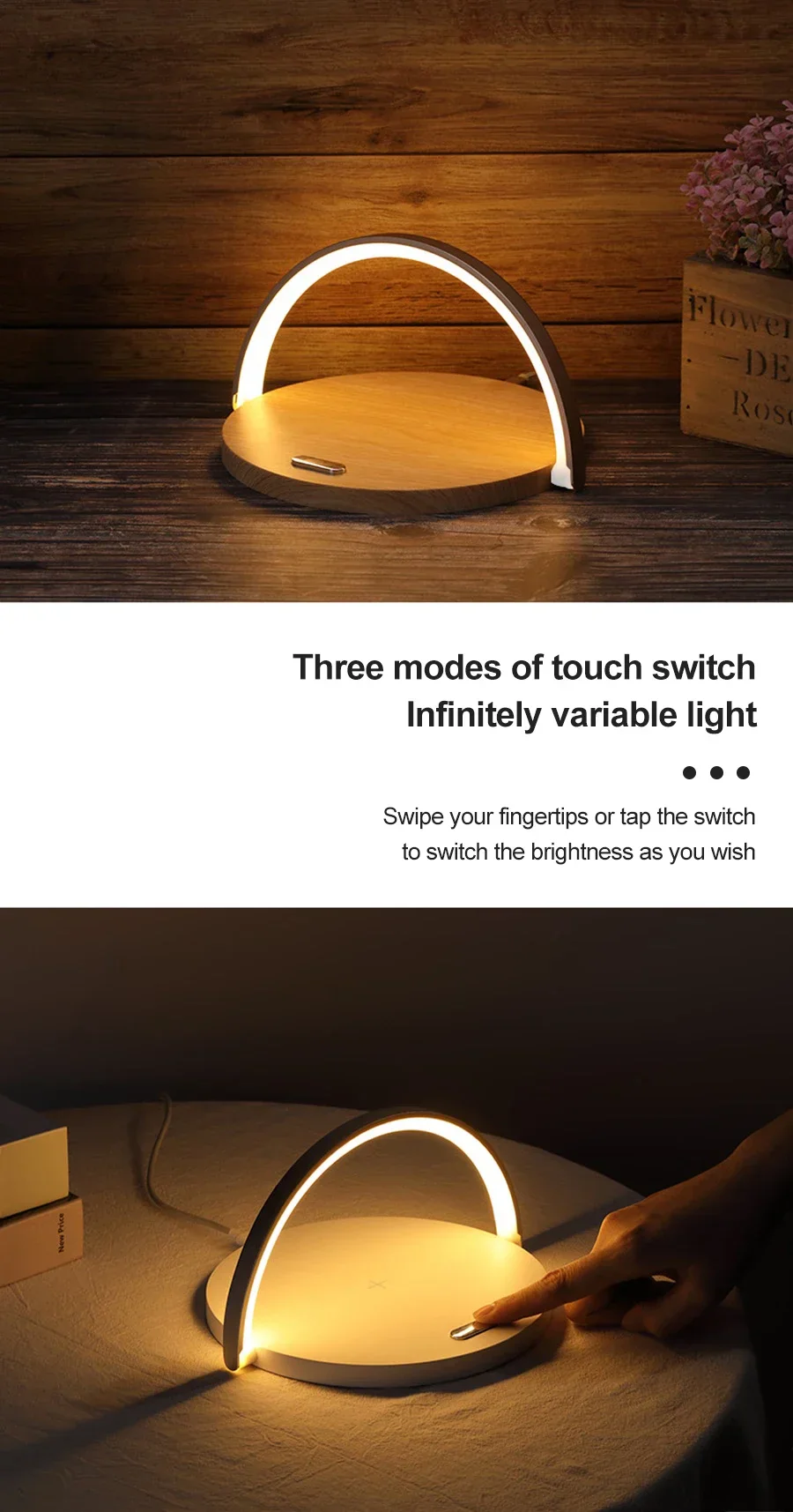 Wireless Charger Fast Charging Pad and LED Lamp-SA2405-185 - Image 4