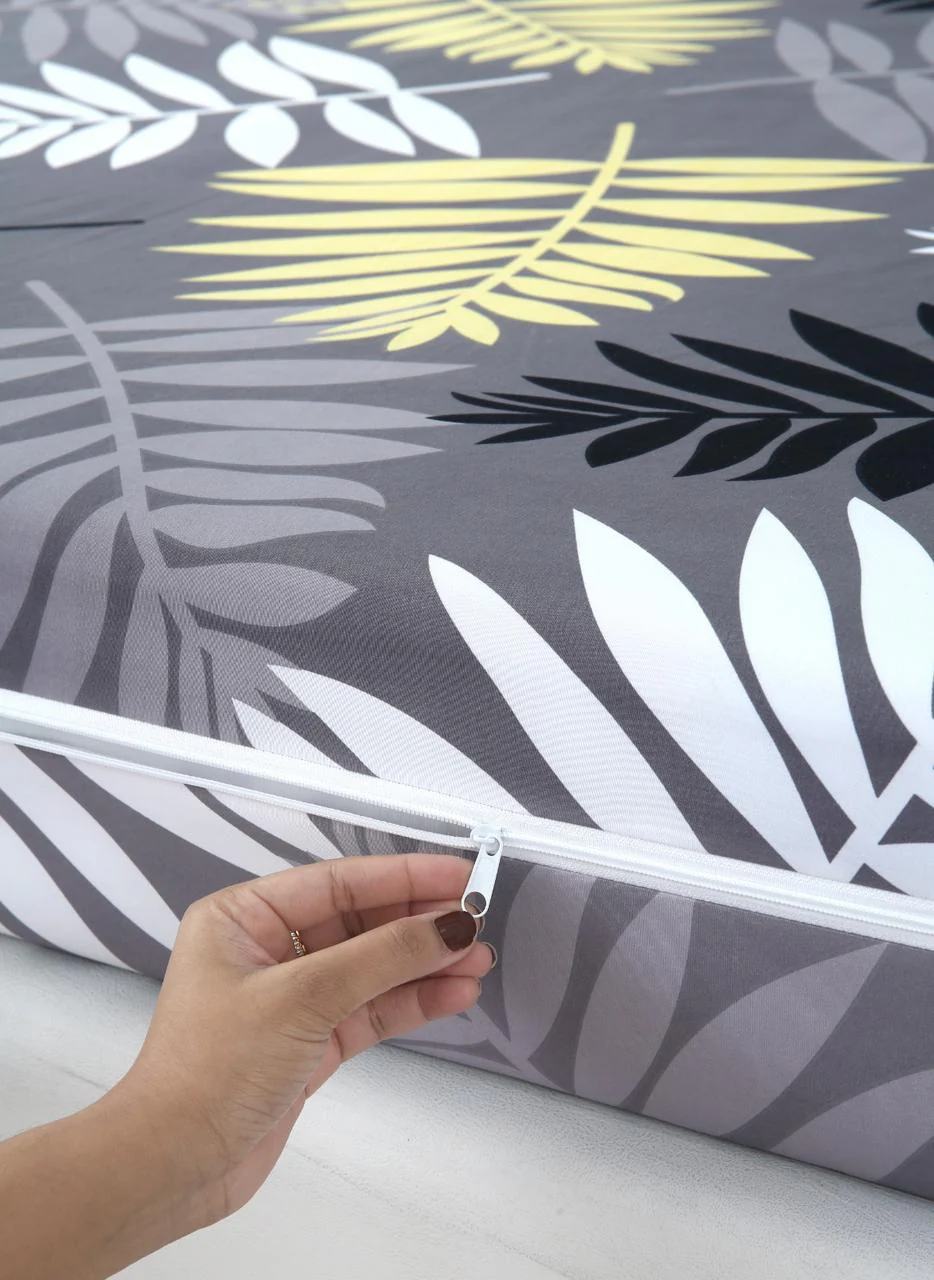 Zipper Mattress Cover Printed-Black Feathers - Image 2