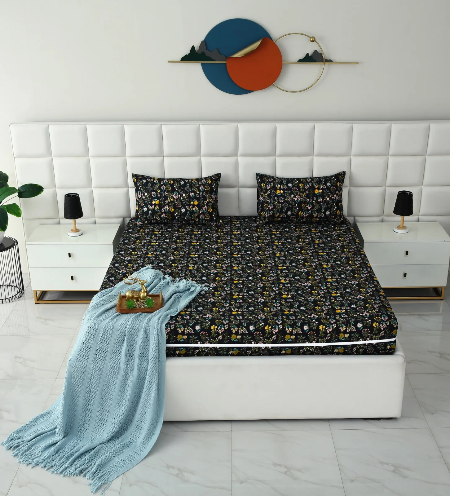Zipper Mattress Cover Printed-Black Meadows - Image 2