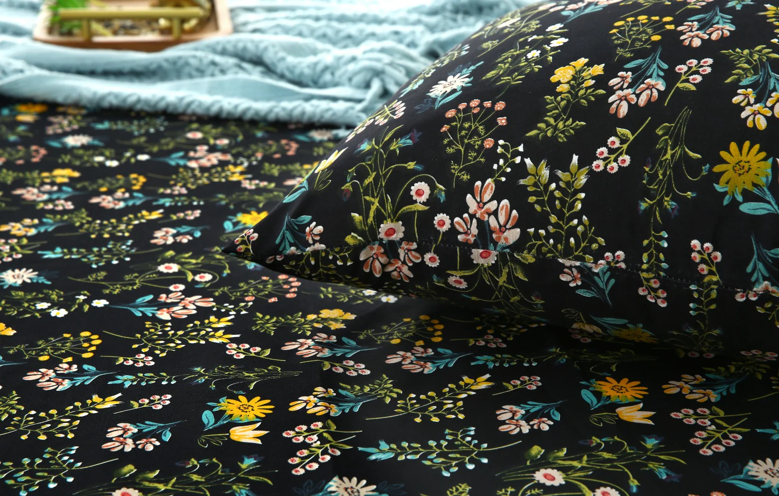 Zipper Mattress Cover Printed-Black Meadows - Image 5