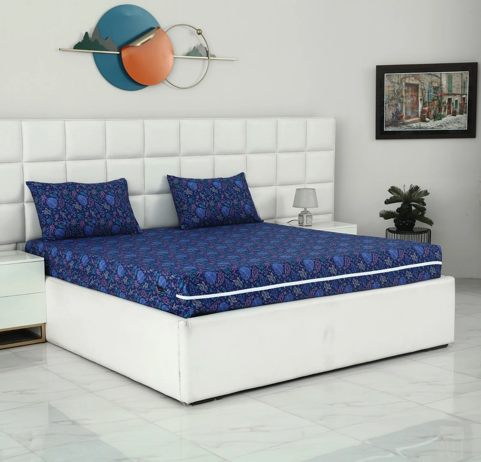 Zipper Mattress Cover Printed-Blue Lilly - Image 7