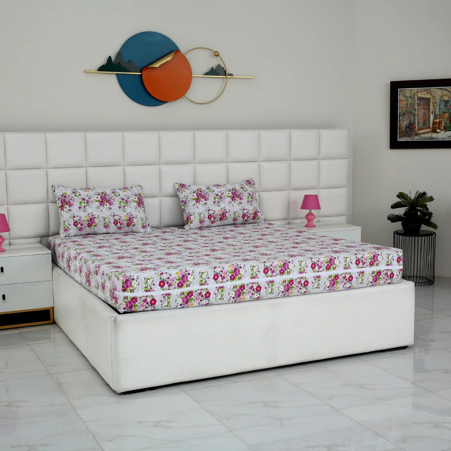 Zipper Mattress Cover Printed-Sweet Pea